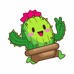 cute little cactus cartoon vector illustration, cactus vector