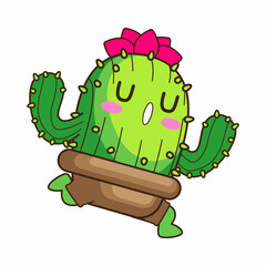 cute little cactus cartoon vector illustration, cactus vector