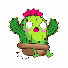 cute little cactus cartoon vector illustration, cactus vector