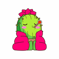 cute little cactus cartoon vector illustration, cactus vector