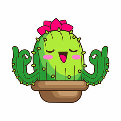 cute little cactus cartoon vector illustration, cactus vector