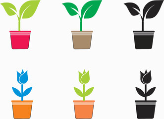 Fototapeta na wymiar Set of Seedling icons vector illustration isolated on white background. Concept of growing and progress in editable vector file.