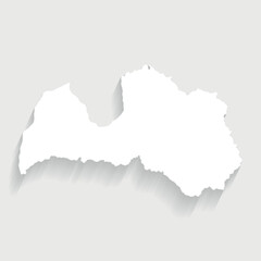 Simple white Latvia map on gray background, vector, illustration, eps 10 file - obrazy, fototapety, plakaty