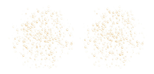 Fototapeta na wymiar Underwater fizzing bubbles, soda or champagne carbonated drink, orange sparkling water. Effervescent drink. Aquarium, sea, ocean bubbles vector illustration.