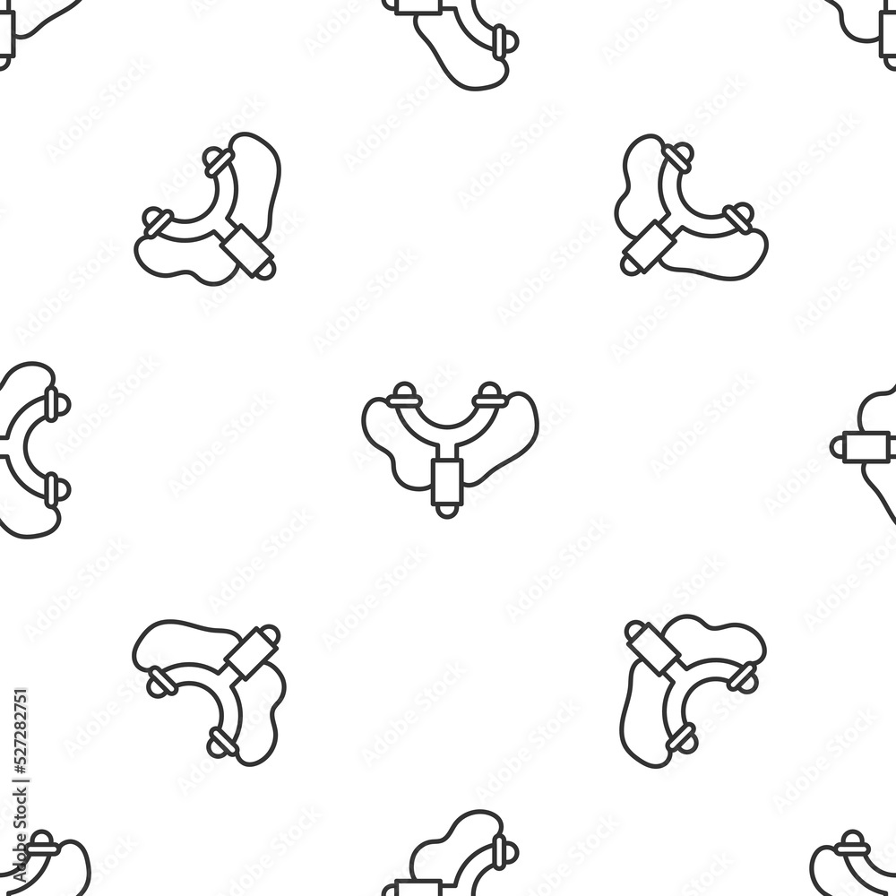 Wall mural Grey line Slingshot icon isolated seamless pattern on white background. Vector