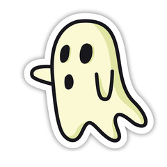 Fototapeta premium knocking cute ghost editable vector sticker for chat app or corporate mascot 