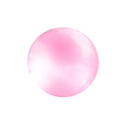 Watercolor bubble gum, ball, pink balloon,soap bubble isolated illustration for funny character creator, animal, boy, girl,overlay, drop, for kids,children,baby shower, nursery decor, poster