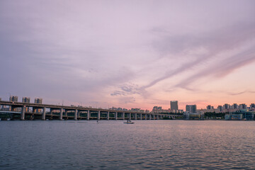 a beautiful sunset view of the Han River in Seoul