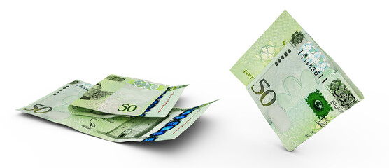 Set of Libyan dinar note isolated on white background. 3d rendering