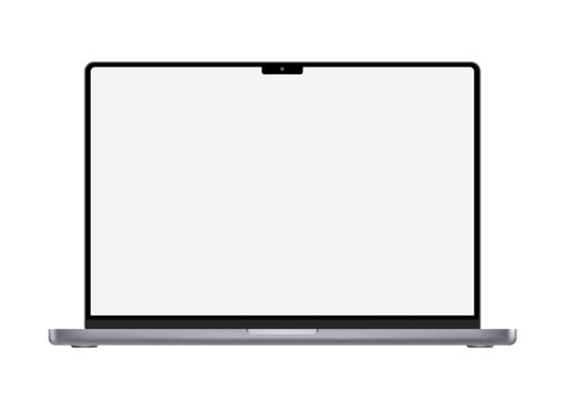 Macbook Pro space gray notebook with M1 Max chip model, flat laptop computer design vector stock.