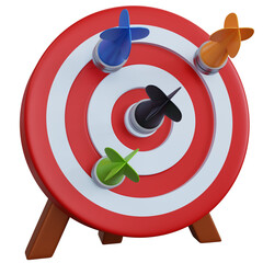 3d rendering red target with four darts isolated