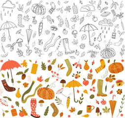 autumn set in doodle style