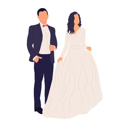 bride and groom in flat style vector
