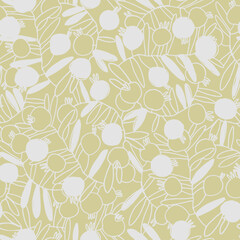 Seamless pattern with hand drawn meadow flowers in Ditzy style. Outlined illustrations on dark background for surface design and other design projects