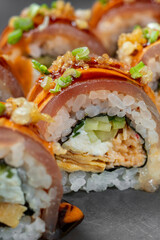Roll with tuna and crab