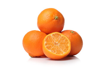 Organic oranges on a white background