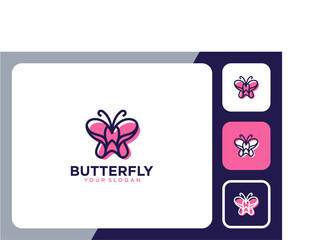 butterfly logo design with line art and beauty