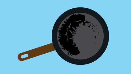 frying pan on blue background