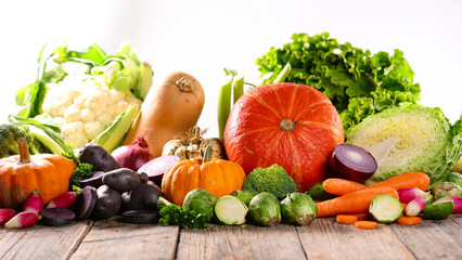 assorted of winter vegetable ( pumpkin, gourd, cauliflower, broccoli, carrot)