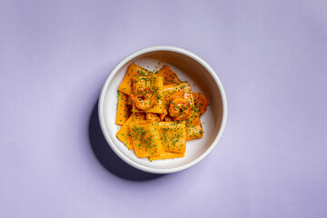 Packeri pasta with shrimp