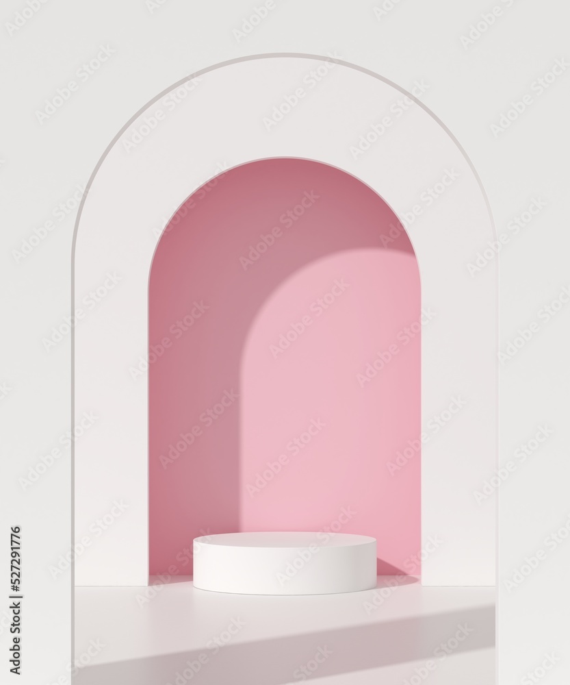 Poster background 3d scene with podium, minimal product display mock up scene and geometric shape object. 3