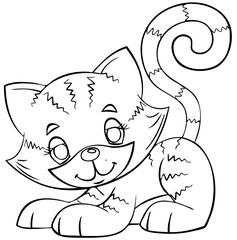 Kitty. Element for coloring page. Cartoon style.