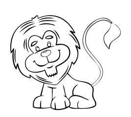 Lion. Element for coloring page. Cartoon style.