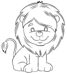 Lion. Element for coloring page. Cartoon style.