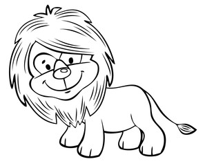 Lion. Element for coloring page. Cartoon style.