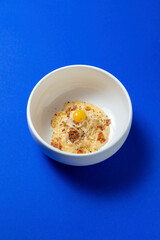 Carbonara with eel and squid in a creamy sauce