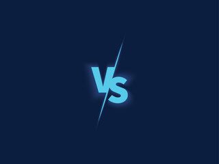 Blue screen with versus logo. Vs neon letters