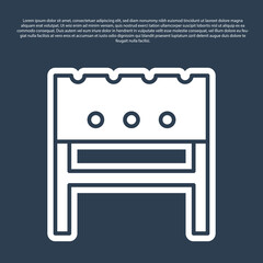 Blue line BBQ brazier icon isolated on blue background. Vector