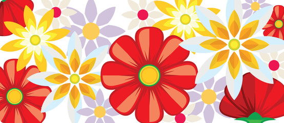 Fototapeta na wymiar Decorative flowers banner. Bright floral natural background