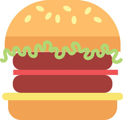 Burger color icon. Flat fast food symbol
