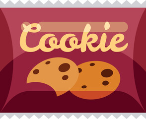 Cookie pack cartoon icon. Sweet snack bag