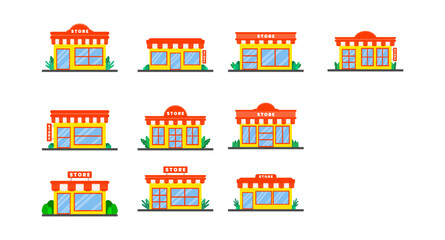 Obraz premium Set of store building design. Store vector illustration