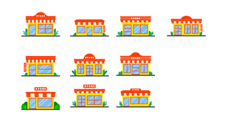 Set of store building design. Store vector illustration