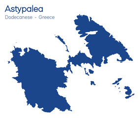 High detail minimal map of Astypalea Island in Greece.