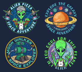 Space set colorful posters vintage © DGIM studio