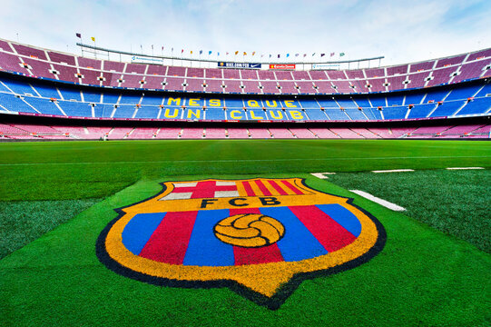 Pitch view at Camp Nou Arena, Barcelona