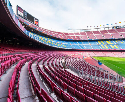 At the tribunes of Camp Nou Arena, Barcelona