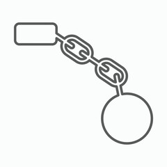 shackle icon, pensioner vector, chain and ball illustration