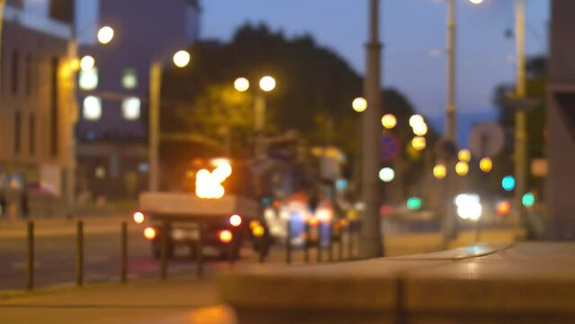 Roadworks Utility Workers Fixing A City Street At Night Defocused Bokeh Shot