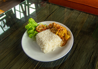 Thai food, chicken massaman curry with rice