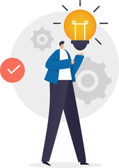 Businessman person with light bulb idea.