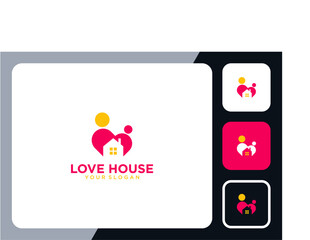 love logo design with home and affection