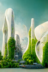 concept future city skyline 3D rendering - 527305730