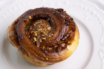 Close up Caramel Walnut Danish