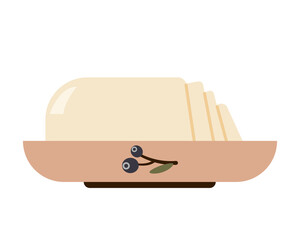 Butter with slices on plate.