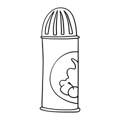 Monochrome picture, package with whipped cream, vector cartoon